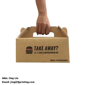 Tùy Chỉnh In Die Cut Xử Lý Kraft Bao Bì Thực Phẩm Burger Sanck Lấy Đi Hộp Giấy