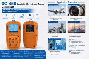 Analyseur de gaz multi-gaz portable OC-850 5-en-1, détecteur de gaz numérique haute précision pour méthane, oxygène, H2S, CO, NO2 - Product Image 4
