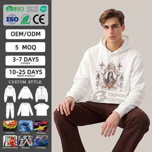 Sudadera con Capucha Personalizada TOOHOO, Estampado Puff, 500GSM, Corte Holgado, Estilo Urbano para Hombre, Vintage, Lavada, Hombros Caídos - Product Image 1
