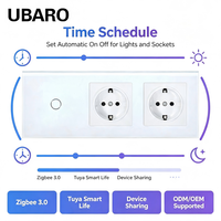Interruptor Inteligente Zigbee 3.0 con Panel de Vidrio Templado Estándar Europeo Tipo 228, Enchufe Normal para Control por Aplicación Tuya, 220V 16A, Compatible con Voz Alice