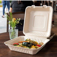 Boîte à lunch écologique en fibre de bambou, 9 pouces, 3 compartiments, micro-ondable, 1300 ml, avec couvercle à charnière
