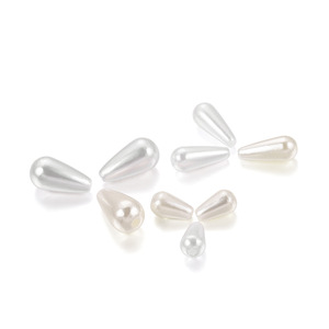 Perlas de imitación de color blanco roto en forma de lágrima con orificio recto para hacer pulseras de 10 mm - Product Image 3