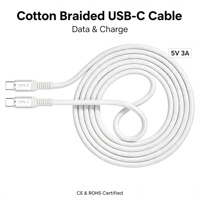 Kabel Data USB C ke Type C Pengisian Cepat 5V CE RoHS Berkualitas Tinggi, Kepang Katun, Grosir Pabrik OEM ODM untuk Ponsel Android