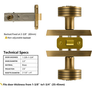 Koppalive Bouton de porte de passage de confidentialité sécurisé en laiton massif antique avec plaque arrière - Product Image 3