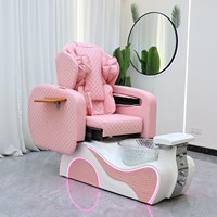 Fauteuil de massage pédicure SPA direct usine, Cama Spa Capilar, cuir rose losanges, éclairage LED périphérique, bassin de spa pour les pieds, pour usage en spa