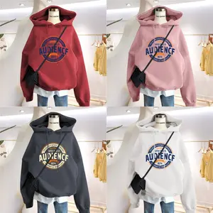 2023 New Design Korean Hoodie Women Thin Plus Velvet Thick Sweater Loose Wild Color Matching Sweatshirts