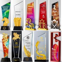 Trophée en verre personnalisé pour événements, compétitions scolaires, cadeaux commémoratifs, trophées sportifs en verre et cristal, coupes de récompense pour le basketball et le football