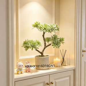 Succulente artificielle floquée en pot de ciment texturé, feuilles de lotus vert givré pour la décoration intérieure Japandi - Product Image 1