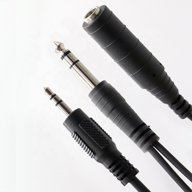 1M 2M 3M Y Splitter Male to Female 6.35mm 1/4inch to 3.5mm TRS Microphone Stereo Jack PVC Jacket Audio Cable for Speakers