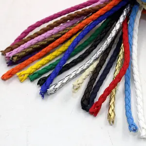 Cordon tressé en cuir PU coloré de haute qualité 3mm 4mm fil PU souple pour la fabrication de bracelets