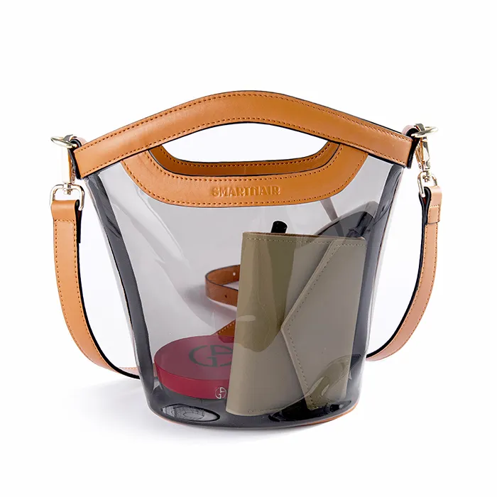 Makeup Tote PVC Button Bag Makeup Storage Girl Bag Clear Colored See Through Makeup Bags