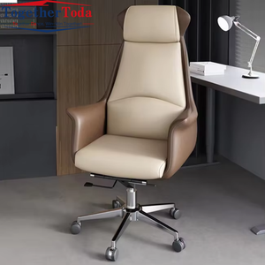 Chaise de bureau exécutive confortable en cuir, ergonomique, à dossier haut, simple, pour la maison, le bureau, les conférences - Product Image 2