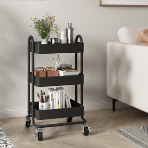 Carrito Rodante Utilitario de 3 Niveles con Ruedas, Carrito Organizador Multifuncional de Metal para <span class=keywords><strong>Cocina</strong></span>, Oficina, Sala de Estar - Product Image 2