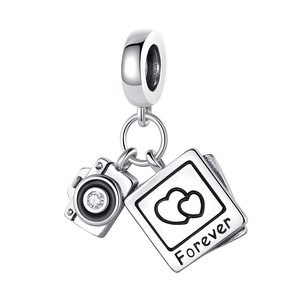Breloques pendentifs style tourisme, avion, bagage, appareil photo, en cuivre plaqué argent, pour bracelets DIY, directement <span class=keywords><strong>de</strong></span> l'usine <span class=keywords><strong>de</strong></span> bijoux - Product Image 6