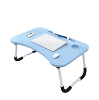 Table pliable en bois CHaO pour ordinateur portable avec porte-gobelet, rangement pratique, table d'étude portable en MDF pour lit, usage domestique, vente chaude