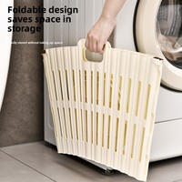 Panier à linge pliable en plastique D5786 avec poignées, gain de place, panier à linge pliable pour chambre à coucher, salle de bain, dortoir