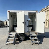 Promotion : Remorque WC Mobile 2 Cabines, Mono-essieu, avec Lavabo, pour Événements Extérieurs et Chantiers de Construction