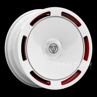 Rines Monobloque Forjados XINLAI Aero Disc en Blanco Brillante con Detalles Rojos, de 18-24 Pulgadas, 5x112 5x120, para Autos de Alto Rendimiento Personalizados