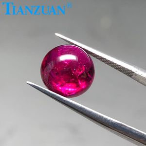 <span class=keywords><strong>Rubino</strong></span> di <span class=keywords><strong>colore</strong></span> <span class=keywords><strong>rosso</strong></span> corindone cabochon con retro piatto rotondo con piccole crepe e inclusioni simili alla pietra preziosa allentata naturale - Product Image 4