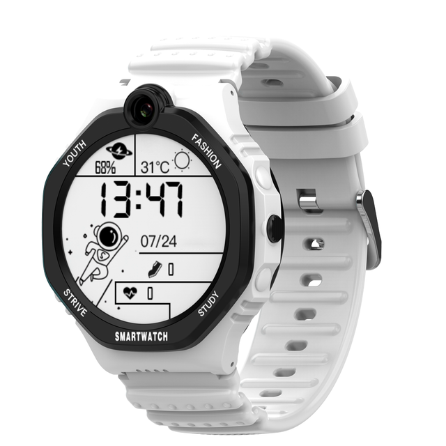 KT26S Classic Round Design Android 8.1 4G Kids Smart Watch Touchscreen Display GPS Smartwatches for Boys Girls White Black Blue