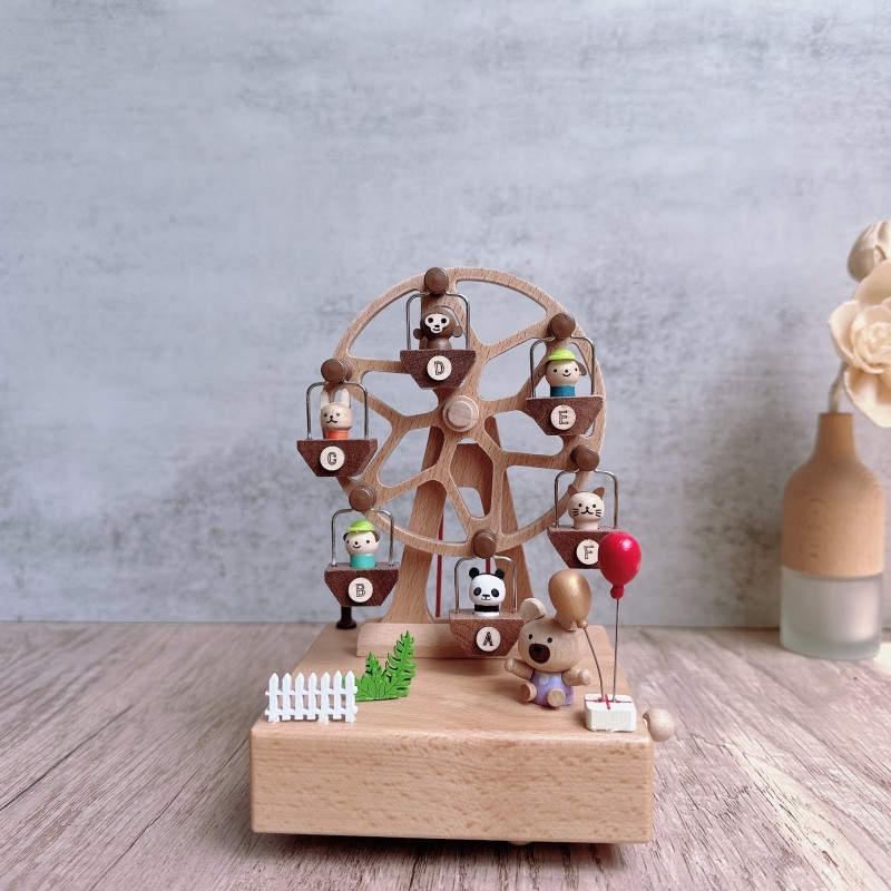 Hand cranked Wooden Square Music Box