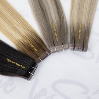 Extensions de cheveux humains russes Remy Leshine en PU pleine épaisseur, invisibles, sans traitement chimique