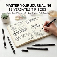 Lot de 12 stylos micro-ligne fine, encre pigmentée archivistique imperméable, pour le dessin, le manga, l'art technique et l'écriture