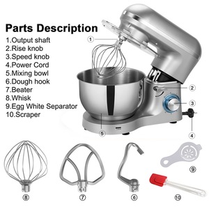 Batidora de pie de 6.2L con diseño de cabezal inclinable, batidora eléctrica de alimentos con tazón y accesorios para hornear y mezclar - Product Image 4