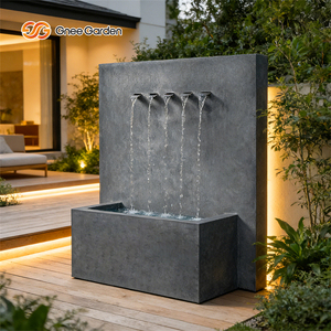 Fontaine murale de jardin contemporaine rectangulaire en aluminium noir à 5 becs, résistante aux intempéries, à poser au sol, taille personnalisable - Product Image 5