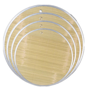 Bamboo Dumpling Mat Round Double Sided <b>For</b> <b>Kitchen</b> Use With Wooden Texture And Metal Edge - Product Image 1