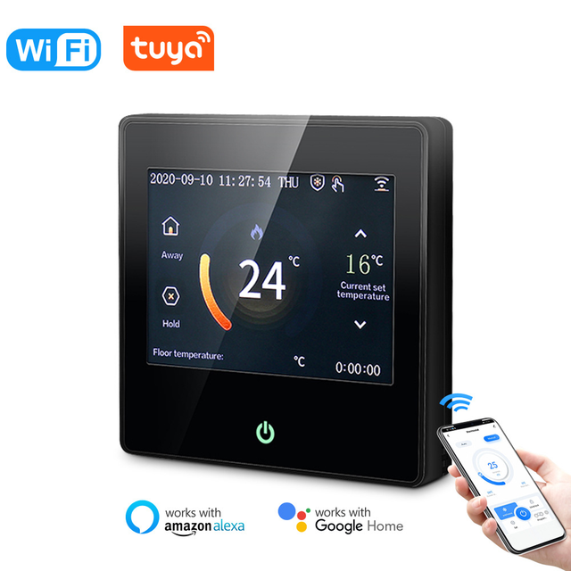 For Tuya Smart Wifi Thermostat for Floor Heating Electric Heating Wall Hanging Stove LCD Temperature Control Panel APP Voice 10A