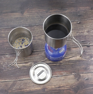 Small 700ml + <b>Large</b> 1000ml stainless steel camping <b>mugs</b> 2 pieces kit <b>set</b> - Product Image 3