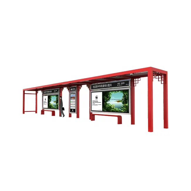 Reklam ışık kutusu ile Modern Metal otobüs durağı barınak istasyonu