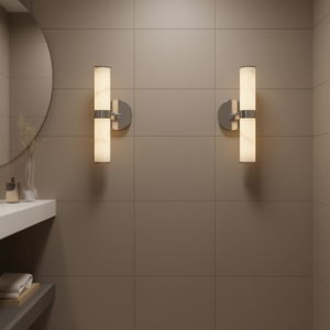 Applique Murale Moderne en Fer Chromé et Résine, Lot de 2 Luminaires Verticaux pour Salles de Bain, Couloirs, Chambres à Coucher, Intérieur - Product Image 2