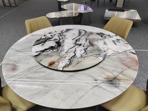 Table à manger en marbre blanc et pierre de quartzite personnalisée de luxe Table basse moderne en granit <span class=keywords><strong>Pandora</strong></span> pour le salon et la cuisine - Product Image 3