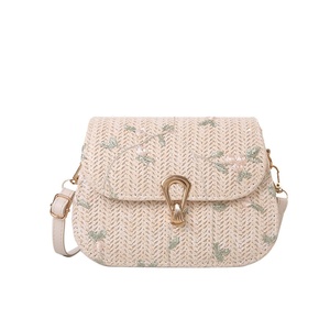 Bolso Bandolera de Paja <span class=keywords><strong>para</strong></span> <span class=keywords><strong>Mujer</strong></span>, Gran Capacidad, Estilo Vacacional, con Encaje y Flores, Diseño 2026, Personalizable con Logotipo - Product Image 5