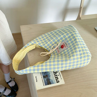 Sac fourre-tout de grande capacité à carreaux de style japonais, tendance, pour étudiants, sac à lunch pour femmes