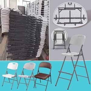 Meja Bar lipat plastik Modern, Meja tinggi bulat untuk pesta koktail luar ruangan dan penggunaan acara - Product Image 5