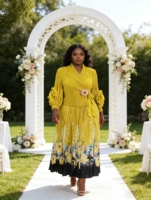 Robes pour femmes élégantes de haute qualité à manches longues imprimées de fleurs avec ceinture, taille plus, robes décontractées simples pour femmes