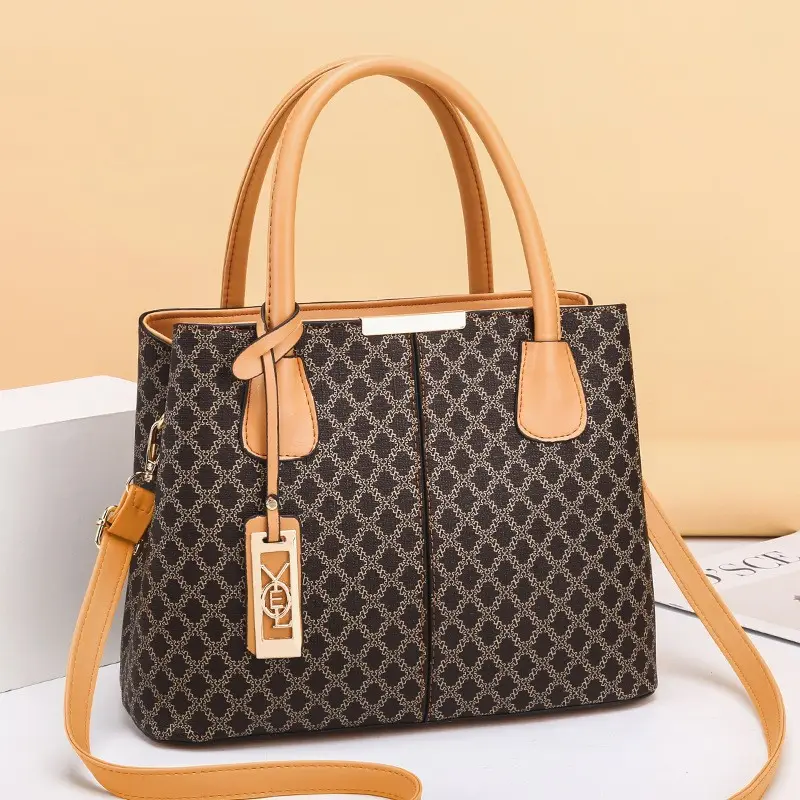 2024 Factory Wholesales Price Trendy Design Large Capacity Tote Bag Luxury Top Quality Women's PU Leather Plaid Handbag