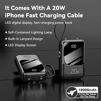 Conception demi-écran 20W charge Super rapide Micro USB lanière de câble intégrée affichage LED 10000mAh batterie li-polymère matériau PVC