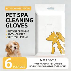 Gants de toilettage jetables <span class=keywords><strong>pour</strong></span> animaux de compagnie, lingettes nettoyantes avec étiquette personnalisée, formule douce, nettoyage en profondeur <span class=keywords><strong>pour</strong></span> chiens et chats, utilisation sur tout le corps - Product Image 2
