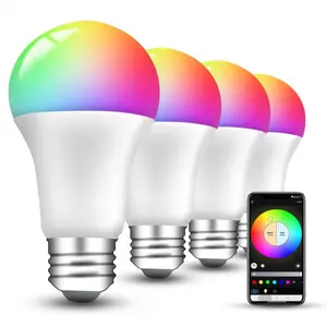 Alexa Google ไฟ LED อัจฉริยะหรี่แสงได้9วัตต์12วัตต์15วัตต์ A60 E26 A19 E27 B22 RGB สีสันสดใส