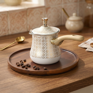 Cafetera Turca Portátil de Acero Inoxidable con Mango de Madera, Cezve Ibrik Árabe, Moderna y de Lujo para el Hogar o Cafetería - Product Image 2