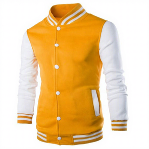 เสื้อแจ็คเก็ตวาร์ซิตี้สีแดงขาวสำหรับผู้ชาย คอจีน ทรงปกติ เหมาะสำหรับใส่ในฤดูหนาว กระดุมแบบปกปิด สไตล์ไฮสตรีท ผ้าแคนวาส - Product Image 6