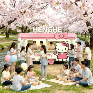 Remolque de Comida Personalizado con Temática de Anime: Cocina Móvil Estilo Hello Kitty con Gran Atractivo para Comercios de Café, Boba, Snacks y Mercancía - Product Image 3