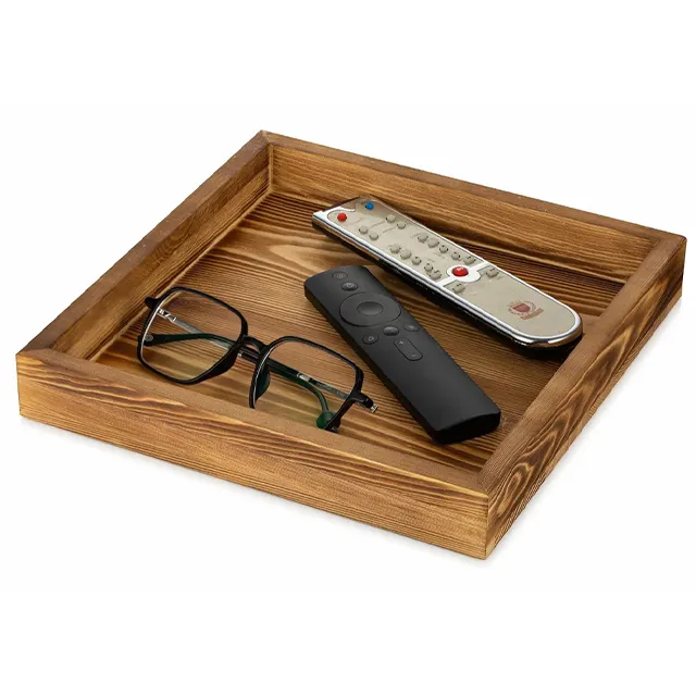 Skin Table basse personnalisée pour la maison Farmhouse petit plateau de rangement organisateur carré Plateau de service en bois porte-bougie rustique