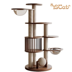 Modern Madeira Faux Rattan Eco-Friendly <span class=keywords><strong>Cat</strong></span> <span class=keywords><strong>Tree</strong></span> Luxo com 2 Níveis Indoor/Office Use Carton Embalado - Product Image 1