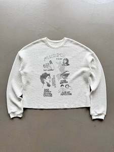 เสื้อคอกลมลายกราฟิกวินเทจขนาดใหญ่พิเศษ ทรงหลวม ผ้าถักลายวาฟเฟิล พิมพ์ลาย<span class=keywords><strong>โปสเตอร์</strong></span>สไตล์เรโทร - Product Image 5