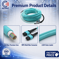 Câble de raccordement à fibres optiques KEXINT MPO vers MPO 24 cœurs OM3 avec gaine extérieure en PVC/LSZH bleue et œil de tirage